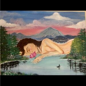 Surreal Landscape Art with Pink and Blue Tones